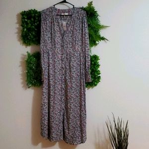 Long Folksy Dress by LOFT with Floral Design